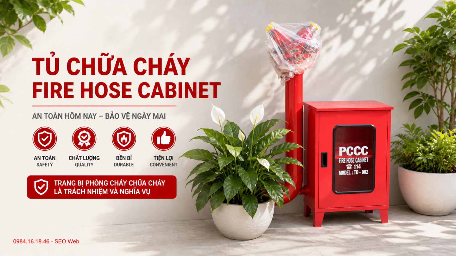 Tủ chữa cháy vách tường thường được bố trí tại hành lang để dễ tiếp cận.